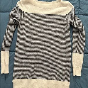 Long black and white striped sweater. Size medium